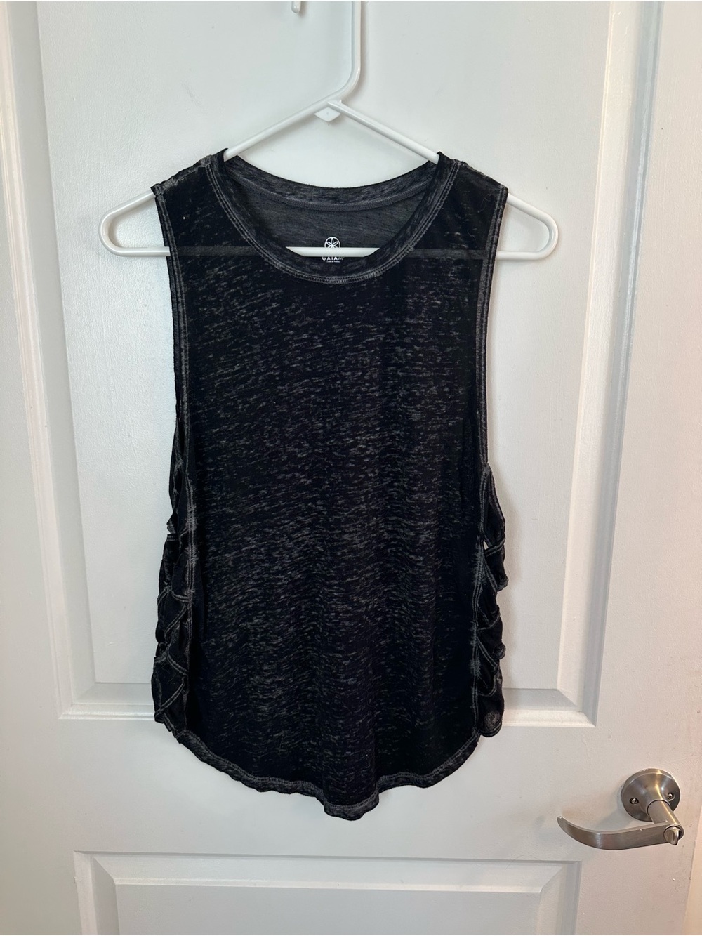 GAIAM Marbled Black Sleeveless Muscle Tank Top